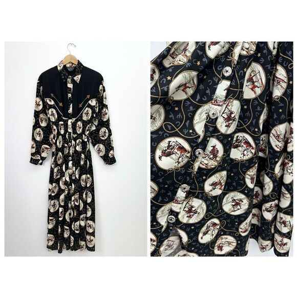 Panhandle Slim Women’s Vintage Western Cowboy Horse Equestrian All Over Print Bu - Picture 1 of 16